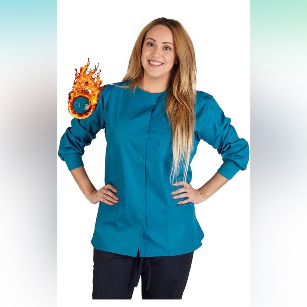 Women's Scrub Jacket Warm Up Medical Scrub Jackets for Women Teal Size XL